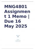 Exam &lpar;elaborations&rpar; MNG4801 Assignment 1 Memo &vert; Due 16 May 2025 &bull;&Tab;University Of South Africa &lpar;Unisa&rpar; &bull;&Tab;Book &bull;&Tab;Strategic Management