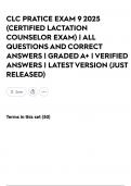 CLC PRATICE EXAM 9 2025 &lpar;CERTIFIED LACTATION COUNSELOR EXAM&rpar; &vert; ALL QUESTIONS AND CORRECT ANSWERS &vert; GRADED A&plus; &vert; VERIFIED ANSWERS &vert; LATEST VERSION &lpar;JUST RELEASED&rpar;