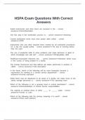 HSPA Exam Questions With Correct Answers