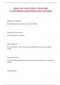 RDH LAW AND ETHICS  EXAM 2025 &lpar;CALIFORNIA&rpar; QUESTIONS AND ANSWERS 