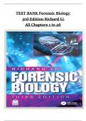 Forensic Biology &ndash; Test Bank &lpar;Chapters 1&ndash;26&rpar; &vert; 3rd Edition by Richard Li &vert; Complete Exam Newest Edition Instant Download