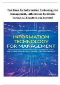 Information Technology for Management 12th Edition &ndash; Turban&comma; Pollard & Wood &ndash; Complete Test Bank &vert;9781119702900&vert; Newest Latest Version