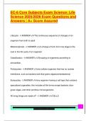 EC-6 Core Subjects Exam Science&colon; Life  Science 2025&sol;2026 Exam Questions and  Answers &vert; A&plus; Score Assured