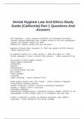 Dental Hygiene Law And Ethics Study Guide &lpar;California&rpar; Part 1 Questions And Answers