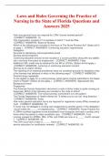 Laws and Rules Governing the Practice of Nursing in the State of Florida Questions and Answers 2025