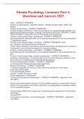 Florida Psychology Licensure-Part A Questions and Answers 2025