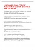 FLORIDA GC EXAM - PROJECT MANAGEMENT SECTION QUESTIONS AND SOLUTIONS
