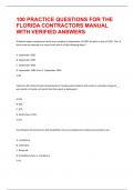 100 PRACTICE QUESTIONS FOR THE FLORIDA CONTRACTORS MANUAL WITH VERIFIED ANSWERS