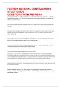 FLORIDA GENERAL CONTRACTOR'S STUDY GUIDE QUESTIONS WITH ANSWERS