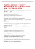 FLORIDA GC EXAM - PROJECT MANAGEMENT SECTION QUESTIONS AND VERIFIED ANSWERS