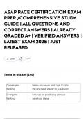 ASAP PACE CERTIFICATION EXAM PREP &sol;COMPREHENSIVE STUDY GUIDE &vert; ALL QUESTIONS AND CORRECT ANSWERS &vert; ALREADY GRADED A&plus; &vert; VERIFIED ANSWERS &vert; LATEST EXAM 2025 &vert; JUST RELEASED