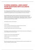FLORIDA GENERAL LINES AGENT EXAM QUESTIONS WITH ACCURATE ANSWERS