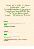 Exam 1 & Exam 2&colon; MH 701 &sol; MH701 &lpar;Latest 2025 &sol; 2026 Updates STUDY BUNDLE&rpar; Psychopharmacologic &sol; Neuroscience Foundations of Mental Health Care &vert; Questions and Answers &vert; 100&percnt; Correct - Frontier