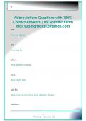 Abbreviations Questions with 100&percnt;  Correct Answers &vert; for Specific Exam  Mail supergrades12&commat;gmail&period;com