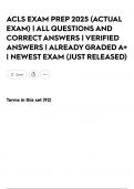 ACLS EXAM PREP 2025 &lpar;ACTUAL EXAM&rpar; &vert; ALL QUESTIONS AND CORRECT ANSWERS &vert; VERIFIED ANSWERS &vert; ALREADY GRADED A&plus; &vert; NEWEST EXAM &lpar;JUST RELEASED&rpar;