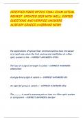CERTIFIED FIBER OPTICS FINAL EXAM ACTUAL NEWEST UPDATED 2025 WITH WELL SORTED QUESTIONS AND VERIFIED ANSWERS ALREADY GRADED A&plus;&vert;&vert;BRAND NEW&excl;&excl;