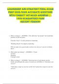 Leadership and Strategy FINAL EXAM  PREP 2025&sol;2026 ACCURATE QUESTIONS  WITH CORRECT DETAILED ANSWERS &vert;&vert;  100&percnt; GUARANTEED PASS   <RECENT VERSION> 