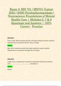Exam 3&colon; MH701 &sol; MH 701 &lpar;Latest 2025 &sol; 2026 Updates STUDY BUNDLE&rpar; Psychopharmacologic &sol; Neuroscience Foundations of Mental Health Care &vert; Questions and Answers &vert; 100&percnt; Correct - Frontier