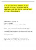 TN ETHICS AND JURISPRUDENCE ACTUAL NEWEST EXAM 2025 WITH WELL SORTED QUESTIONS AND VERIFIED ANSWERS ALREADY GRADED A&plus;&vert;&vert;BRAND NEW&excl;&excl;