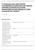 IV Certification Exam 2025 UPDATE&vert; COMPREHENSIVE QUESTIONS AND VERIFIED ANSWERS &lpar;COMPLETE SOLUTIONS&rpar; GUARANTEED SUCCESS &vert;GRADE A&plus;&excl;&excl; &lpar;100&percnt; ACCURATE&rpar; GET IT RIGHT&excl;&excl;