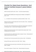 Florida Fire State Exam Questions  And Correct Verified Answers Latest Edition 2025&period;