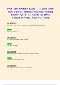 PNR 203&sol; PNR203 Exam 1&colon; &lpar;Latest 2025&sol; 2026 Update&rpar; Maternal-Newborn Nursing Review&vert; Qs & As&vert; Grade A&vert; 100&percnt; Correct &lpar;Verified Answers&rpar;- Fortis