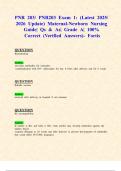PNR 203&sol; PNR203 Exam 1&colon; &lpar;Latest 2025&sol; 2026 Update&rpar; Maternal-Newborn Nursing Guide&vert; Qs & As&vert; Grade A&vert; 100&percnt; Correct &lpar;Verified Answers&rpar;- Fortis