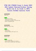PNR 203&sol; PNR203 Exam 2&colon; &lpar;Latest 2025&sol; 2026 Update&rpar; Maternal-Newborn Nursing Review&vert; Qs & As&vert; Grade A&vert; 100&percnt; Correct &lpar;Verified Answers&rpar;- Fortis
