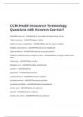 CCHI Health Insurance Terminology Questions with Answers Correct&excl;&excl;