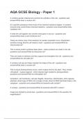 AQA GCSE Biology - Paper 1 Questions and answers
