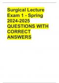 Surgical Nursing Exam 1 &ndash; Spring 2024&sol;2025 &vert; Verified Questions & Correct Answers &vert; A&plus; Score Guaranteed