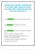 GEORGIA PEST CONTROL REGISTRATION Exam 2025&sol;2026&semi; Brand New Actual Exam With 100&percnt; Verified Questions And Correct Detailed Answers
