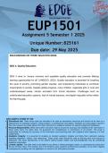 EUP1501 Assignment 5 &lpar;ANSWERS&rpar; Semester 2 2025 - DISTINCTION GUARANTEED