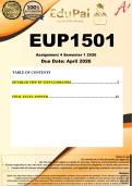 EUP1501 Assignment 4 &lpar;EXCEL COMPLETE ANSWERS&rpar; Semester 1 2026 - DUE April 2026