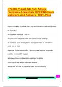 NYSTCE Visual Arts 167&colon; Artistic  Processes & Materials 2025&sol;2026 Exam  Questions and Answers &vert; 100&percnt; Pass 