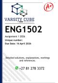 ENG1502 Assignment 1 &lpar;DETAILED ANSWERS&rpar; 2026 - DISTINCTION GUARANTEED 