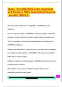 Tapas Test 2025&sol;2026 Exam Questions  and Answers 100&percnt; Guaranteed Success  &vert; Already Rated A&plus; 