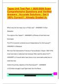 TAPAS EXAM PACKAGE DEAL QUESTIONS AND VERIFIED DETAILED ANSWERS &vert; 100&percnt; GUARANTEED PASS &vert; ALREADY GRADED A&plus;