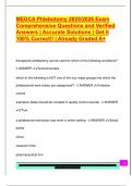 MEDCA Phlebotomy 2025&sol;2026 Exam  Comprehensive Questions and Verified  Answers &vert; Accurate Solutions &vert; Get it  100&percnt; Correct&excl;&excl; &vert; Already Graded A&plus;