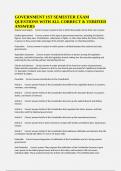 GOVERNMENT 1ST SEMESTER EXAM QUESTIONS WITH ALL CORRECT & VERIFIED ANSWERS