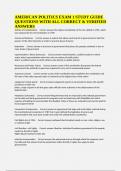 AMERICAN POLITICS EXAM 1 STUDY GUIDE QUESTIONS WITH ALL CORRECT & VERIFIED ANSWERS
