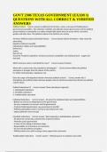 GOVT 2306 TEXAS GOVERNMENT &lpar;EXAM 1&rpar; QUESTIONS WITH ALL CORRECT & VERIFIED ANSWERS