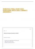 ROBOTICS FINAL EXAM 2025 QUESTIONS WITH 100&percnt; CORRECT ANSWERS&excl;&excl;