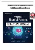 SOLUTION MANUAL Personal Financial Planning&comma; 16th Edition By BILLINGSLEY&comma; GITMAN Chapters 1 - 15&comma; Completed