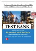 Test Bank Business and Society&colon; Stakeholders&comma; Ethics&comma; Public Policy&comma; 17th Edition&period; By Lawrence&comma; Weber&comma; All Chapters 1 &ndash; 19&vert;&vert; Latest Edition&vert;&vert; 100&percnt; Verified Answers