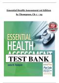 Test Bank - Essential Health Assessment&comma; 1st edition &lpar;Thompson&comma; 2018&rpar;&comma; Chapters 1-24 &vert; All Chapters &vert;
