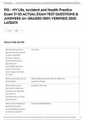 PSI - NY Life&comma; Accident and Health Practice Exam 17-55 ACTUAL EXAM TEST QUESTIONS & ANSWERS &lpar;A&plus; GRADED 100&percnt; VERIFIED&rpar; 2025 LATEST&excl;&excl;