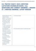 CLC PRACTICE EXAM s  2025 &lpar;CERTIFIED LACTATION COUNSELOR EXAM&rpar; &vert; ALL QUESTIONS AND CORRECT ANSWERS &vert; GRADED A&plus; &vert; VERIFIED ANSWERS &vert; LATEST VERSION