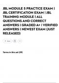 JBL MODULE 5 PRACTICE EXAM &vert; JBL CERTIFICATION EXAM &vert; JBL TRAINING MODULE &vert; ALL QUESTIONS AND CORRECT ANSWERS &vert; GRADED A&plus; &vert; VERIFIED ANSWERS &vert; NEWEST EXAM &lpar;JUST RELEASED&rpar;