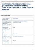 CRCST ONLINE PRACTICE EXAM 2025 &vert; ALL  QUESTIONS AND CORRECT ANSWERS &vert;  ALREADY GRADED A&plus; &vert; LATEST EXAM &vert; VERIFIED  ANSWERS   